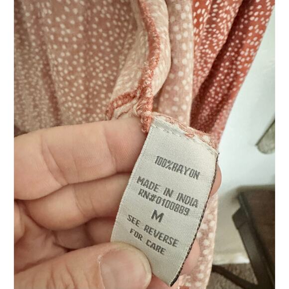 Keren Hart M orange soft rayon top long sleeve polka dot comfortable blouse - Picture 6 of 6